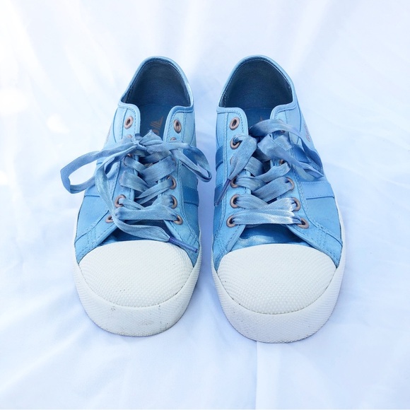 GOLA x ANTHROPOLOGIE | LIGHT BLUE/WHITE COASTER SATIN SNEAKERS SIZE 7 - Picture 2 of 8